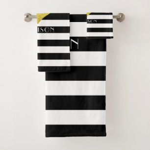 Gold Heart Black White Stried Motif Nom