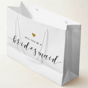 Gold Heart Bridesmaid Proposition Sac cadeau