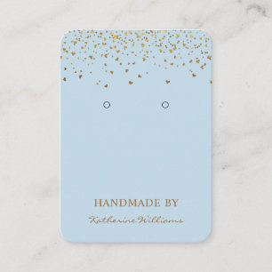 Gold Heart Confetti Blue Earring Display Card