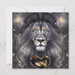 Gold Heart Cosmic Lion Card
