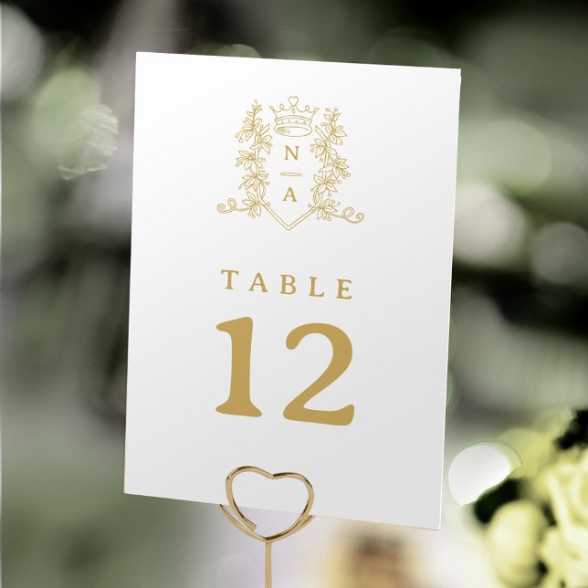 Gold heart crown guests names wedding  table number (Creator Uploaded)