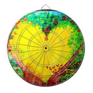 gold heart dart board
