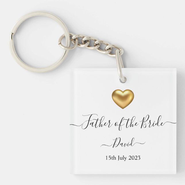 Gold Heart Father of the Bride Keychain (Front)