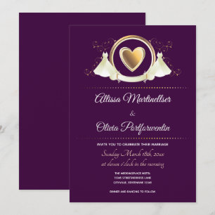 Gold Heart Femme Mariage Faire-part de mariage