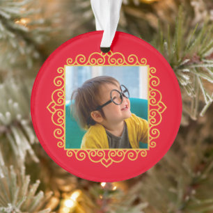 Gold Heart Frame Photo Personalized Gift Christmas Ornament