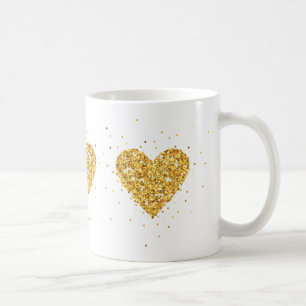 Gold Heart Glitter Texture Coffee Mug