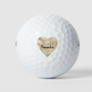 Gold Heart Golf Balls
