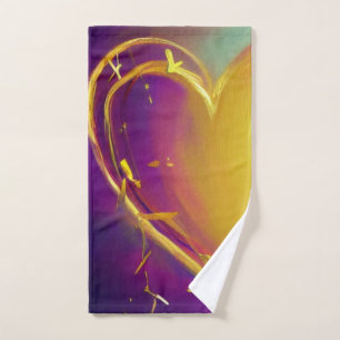 Gold Heart Hand Towel