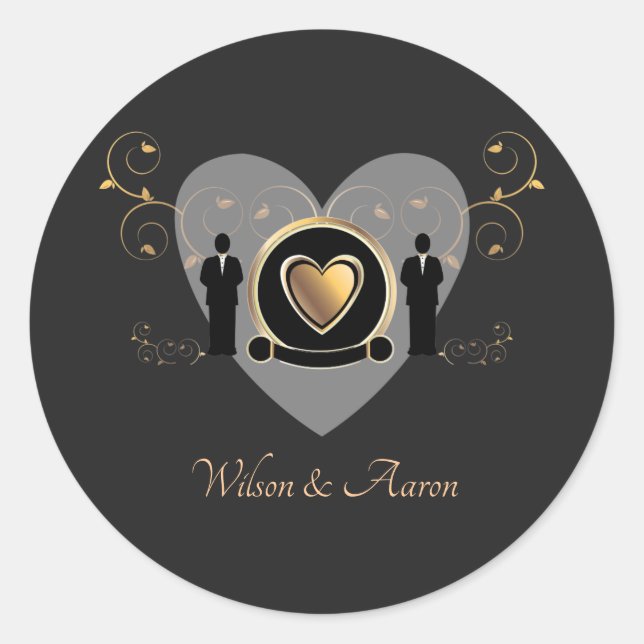 Gold Heart Homme Mariage | Sticker (Devant)