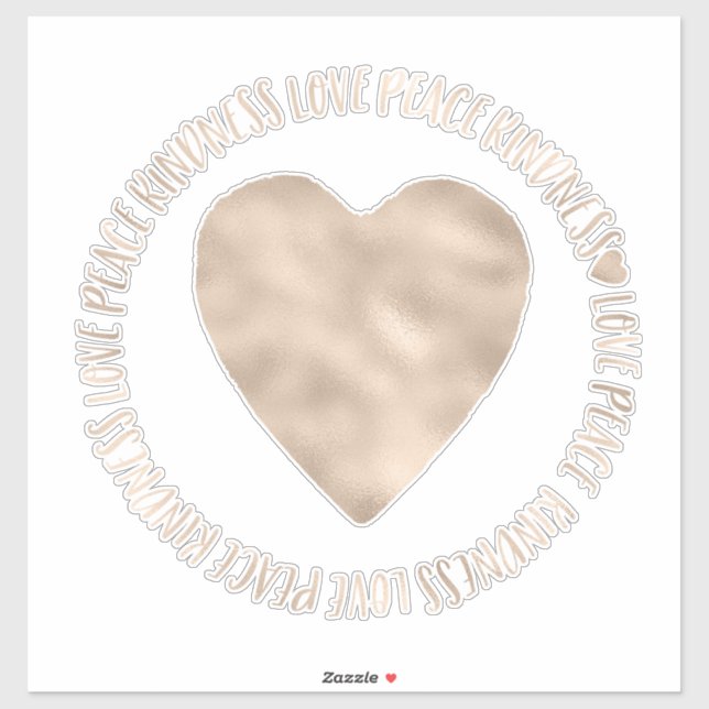 Gold Heart Kindness Love Peace Inspirational Quote (Sheet)
