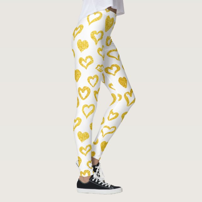 Gold Heart Lips Fun Cute Valentine Leggings (Right)