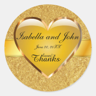 Gold Heart Love et Merci Sticker Mariage