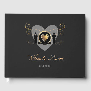 Gold Heart Male Wedding Guestbook
