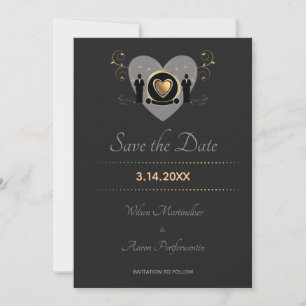 Gold Heart Male Wedding   Save the Date