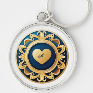 Gold Heart Medallion Keychain
