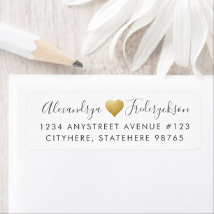 Gold Heart Modern Return Address