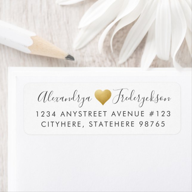 Gold Heart Modern Return Address (Insitu)