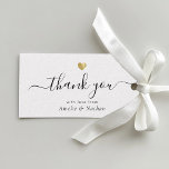 Gold Heart Modern Script Elegant Wedding Gift Tags<br><div class="desc">This modern chic printed gold heart thank you gift tag features hand-lettered script calligraphy alongside your names in elegant serif typography. Space for additional message on the back. This is the horizontal black and white version.</div>
