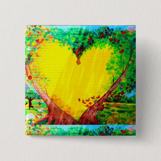 gold heart mural button (Front)