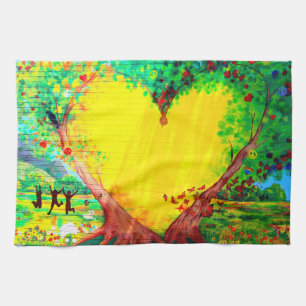 gold heart mural towel