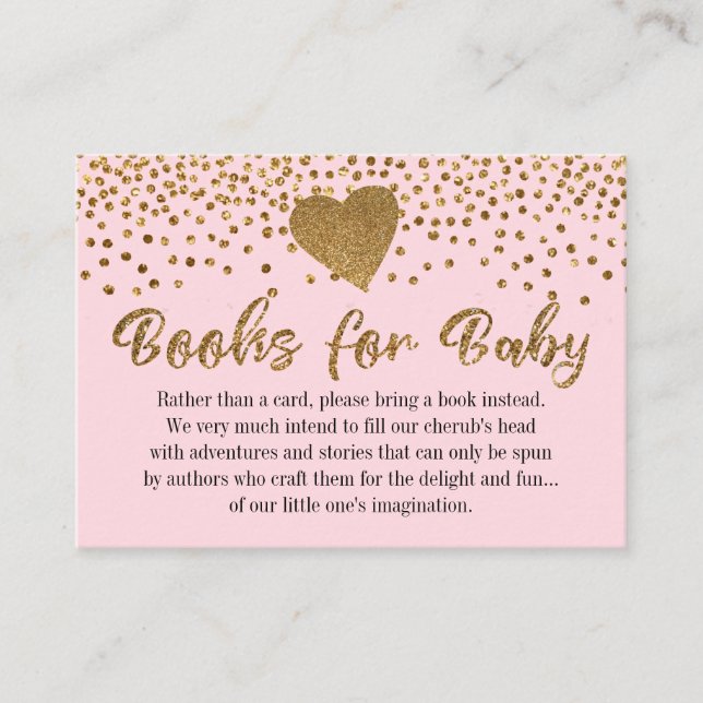 Gold Heart on Pink Book Request Insert Cards (Front)