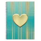 Gold Heart on Turquoise Plaid