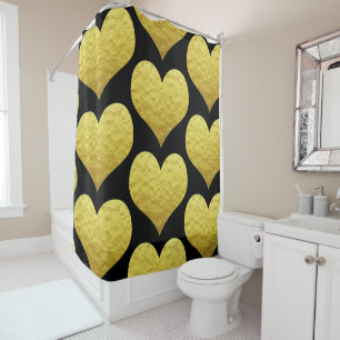 Gold Heart Pattern Cute Black Custom Colour Glitte