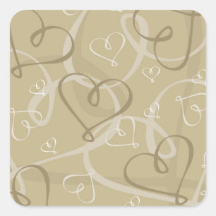 Gold heart pattern square sticker
