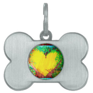 gold heart pet tag