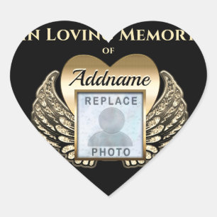 Gold Heart Photo Memorial Heart Sticker