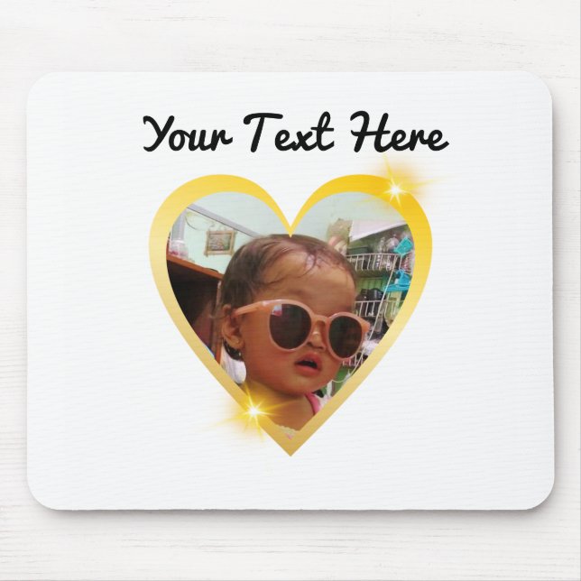 Gold Heart Picture Frame Mouse Pad (Front)