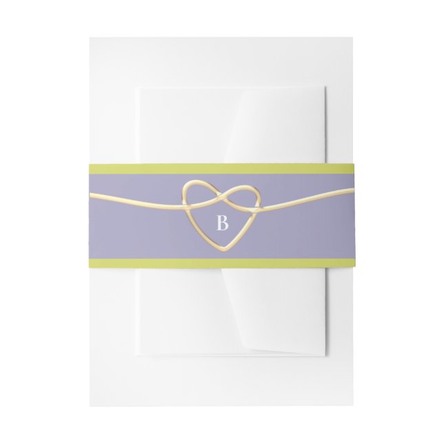 Gold Heart Purple Green Wedding Invitation Belly Band (Front Example)