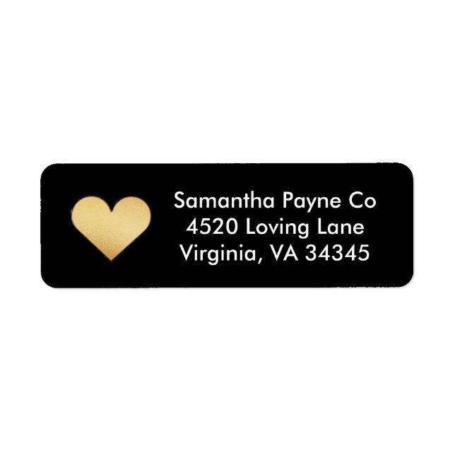 Gold Heart Return Address Label (Front)