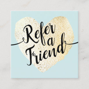 Gold Heart Script Calligraphy Referral Card