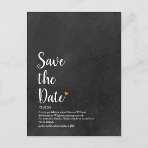 Gold Heart Script Save the Date Definition Announcement Postcard