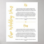 Gold Heart & Script Wedding Vows Keepsake Foil Prints<br><div class="desc">Gold foil print of your wedding vows with your vows in a modern black font and details in gold foil,  with a charming script and a cute heart.</div>
