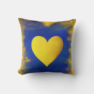 Gold Heart Surrounded by Gold Dust Throw Pillow