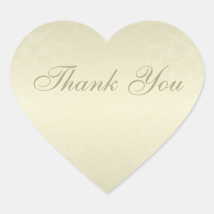 Gold Heart Thank You Heart Sticker