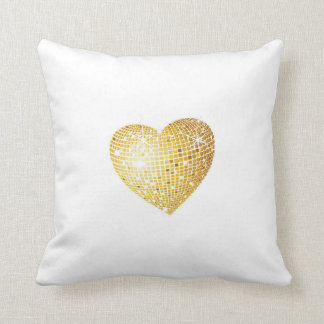 Gold Heart Throw Pillow