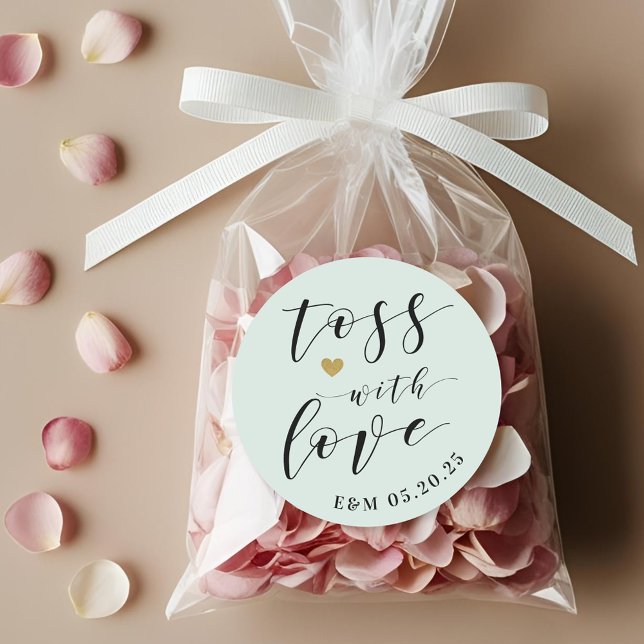 Gold Heart Toss with Love Wedding Confetti Favour Classic Round Sticker (Creator Uploaded)