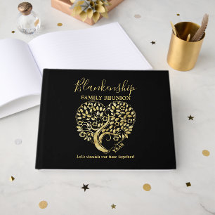 Gold Heart Tree Family Reunion Party Essentials Guest Book