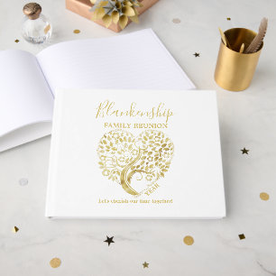 Gold Heart Tree Family Reunion Party Essentials Guest Book