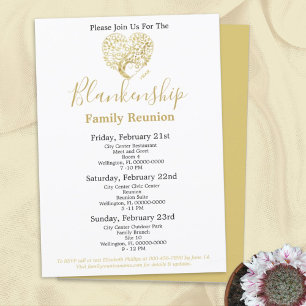 Gold Heart Tree Family Reunion Personalized Invitation