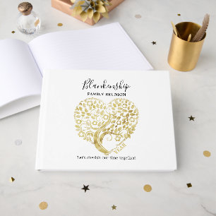 Gold Heart Tree Family Reunion Personalized Party Guest Book