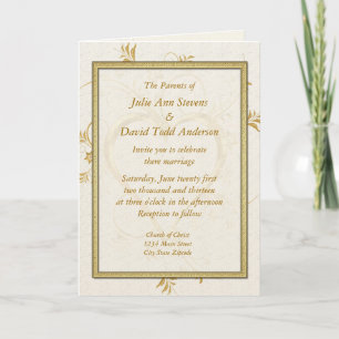 Gold Heart Wedding Invitation