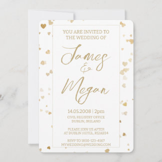 Gold Heart Wedding Invitation