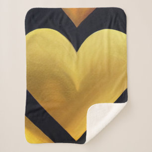 Gold Heart with Dark Background Sherpa Blanket