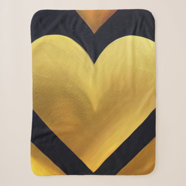 Gold Heart with Dark Background Sherpa Blanket (Front)