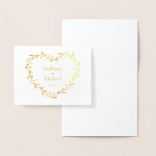 Gold Heart Wreath_Wedding Thank you  Foil Card