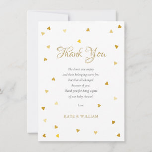 Gold Hearts Baby Shower Thank You Poem Card